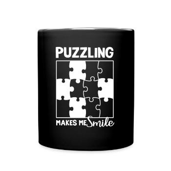 Puzzling Makes Me Smile Cute Saying Puzzle Fan - Full Colour Mug - black - Front