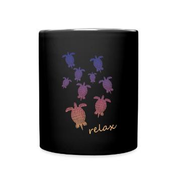 Schildkröten Turtle relax - Tasse einfarbig - Schwarz - Vorne