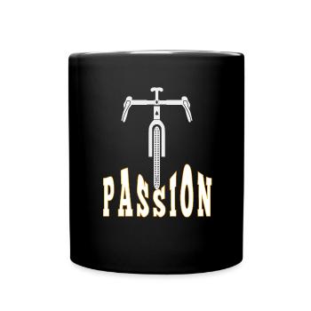 Fahrrad Bike Biker Passion Herren und Damen - Tasse einfarbig - Schwarz - Vorne