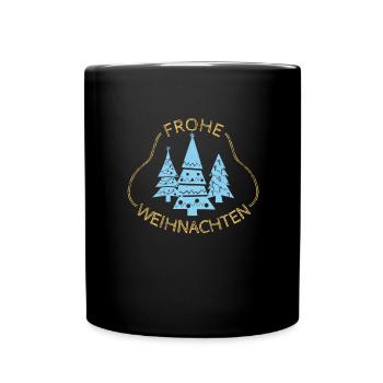 Frohe Weihnachten - Tannenbäume Weihnachtsbäume - Tasse einfarbig - Schwarz - Vorne
