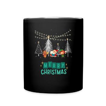 Merry Christmas Singing Santa Green - Tasse einfarbig - Schwarz - Vorne