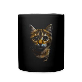 Süße kleine Katze Tiger - Tasse einfarbig - Schwarz - Vorne