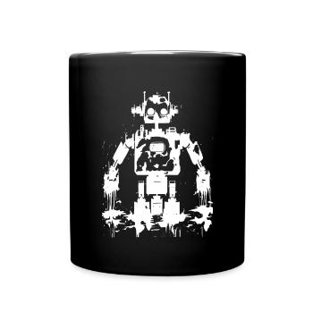 Schwarz weiss Roboter Silhouette - Tasse einfarbig - Schwarz - Vorne