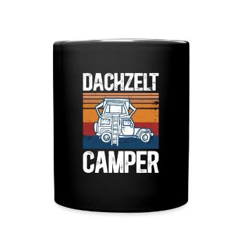 Dachzelt Camper | Autozelt Campingurlaub Retro - Tasse einfarbig - Schwarz - Vorne