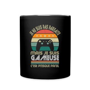 Je ne suis pas parfaite mais je suis gameuse - Mug uni - noir - Devant