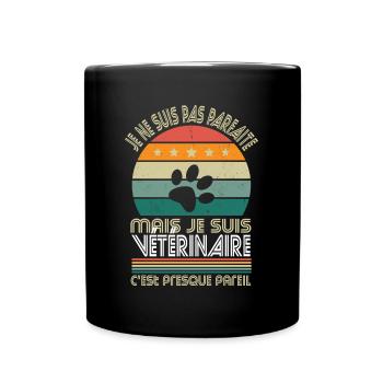 Je ne suis pas parfaite mais je suis véto - Mug uni - noir - Devant