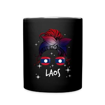 Laos - Tasse einfarbig - Schwarz - Vorne