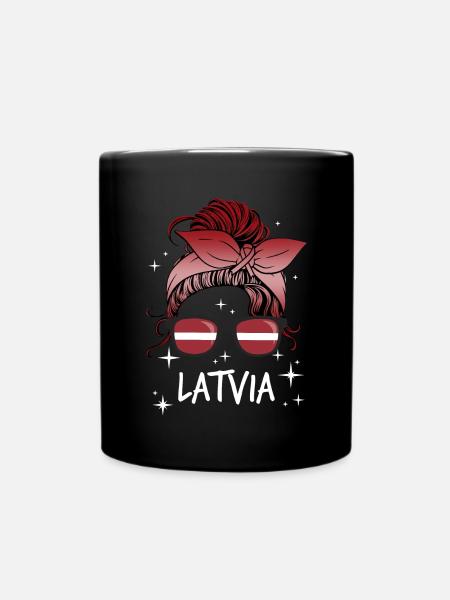 Latvia - Full Colour Mug - black
