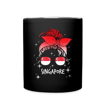 Singapur - Tasse einfarbig - Schwarz - Vorne