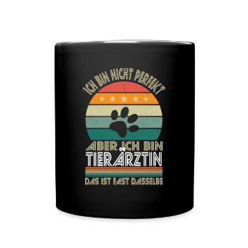 Ich bin nicht perfekt aber ich bin Tierärztin - Tasse einfarbig - Schwarz - Vorne