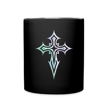 Goth Cross Y2K Emo Cross Gothic Aesthetic Tribal - Full Colour Mug - black - Front