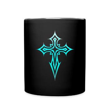 Goth Cross Y2K Emo Cross Gothic Aesthetic Tribal - Full Colour Mug - black - Front