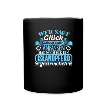 ISLANDPFERD - Glück zum anfassen - Tasse einfarbig - Schwarz - Vorne