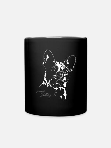 FRENCH BULLDOG Portrait Wilsigns Frenchie Hunde - Tasse einfarbig - Schwarz