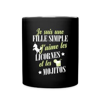 Licornes et Mojito - Mug uni - noir - Devant