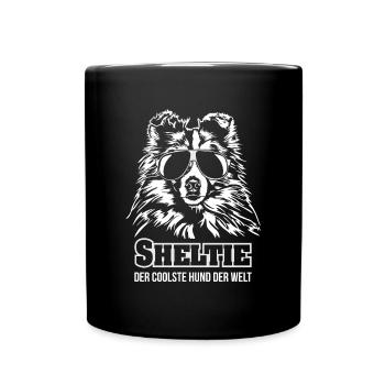 SHELTIE cooler Hund Wilsigns Hundespruch - Tasse einfarbig - Schwarz - Vorne