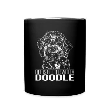 DOODLE Life is better Hunde Sort Wilsigns - Mug uni - noir - Devant