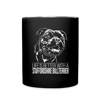 STAFFORDSHIRE BULLTERRIER Life is better Wilsigns - Mug uni - noir - Devant