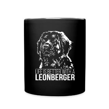 LEONBERGER La vie est meilleure chiens disant Wilsigns - Mug uni - noir - Devant