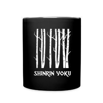 forest bathing shinrin yoku birch sap forest meditation - Full Colour Mug - black - Front