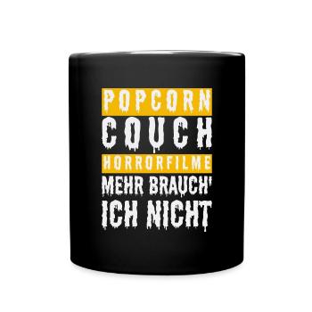 Horrorfilmsüchtiger - Horrorfilm Fan - Tasse einfarbig - Schwarz - Vorne