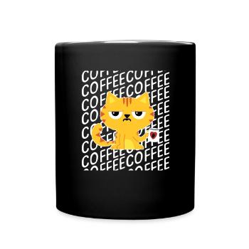 Coffein Kaffee Katze Morgenmuffel Spruch Tasse - Tasse einfarbig - Schwarz - Vorne