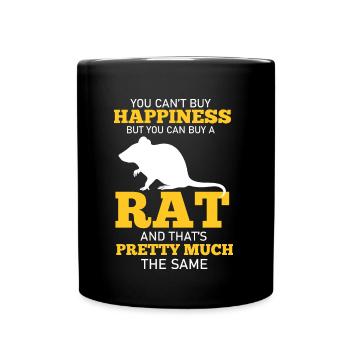 You Cant Buy Happiness But Ratte Nagetier Haustier - Tasse einfarbig - Schwarz - Vorne