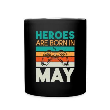 Heroes are born in May - Gamer Design - Full Colour Mug - black - Front