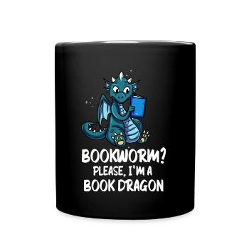 Buch Drache Bücher Lesen Bücherwurm Buchnerd Roman - Tasse einfarbig - Schwarz - Vorne