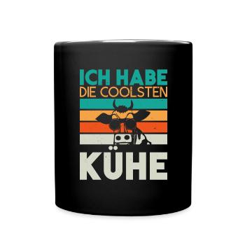 Ich habe die coolsten Kühe- Farmer/Landwirt Spruch - Tasse einfarbig - Schwarz - Vorne