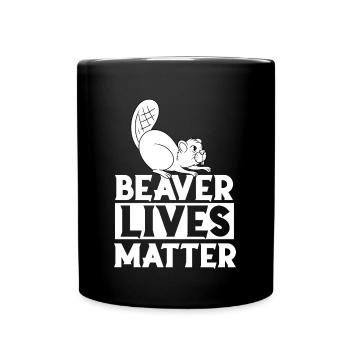 Bieber Beaver Nagetier Waldtier Damm Tierfreund - Tasse einfarbig - Schwarz - Vorne