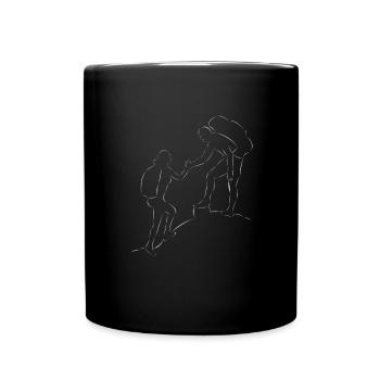 Hiking mountains drawn - Full Colour Mug - black - Front