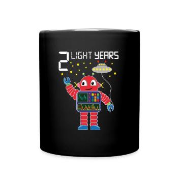 Robot congratulates 2 light years old two years - Full Colour Mug - black - Front