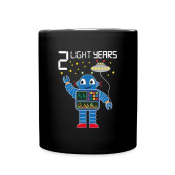 Robot congratulates 2 light years old two years - Full Colour Mug - black - Front
