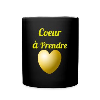 Coeur à Prendre. Humour Célibataire, Soirée. - Mug uni - noir - Devant
