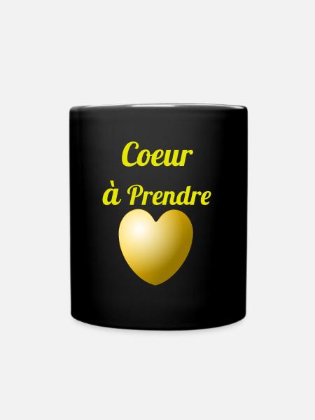 Coeur à Prendre. Humour Célibataire, Soirée. - Mug uni - noir