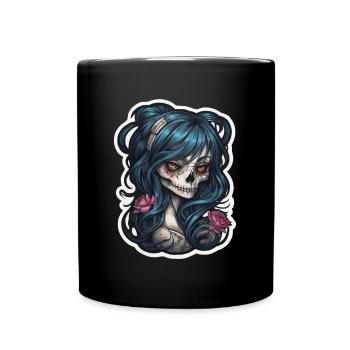 Tattoo Girl Skull Print - Full Colour Mug - black - Front