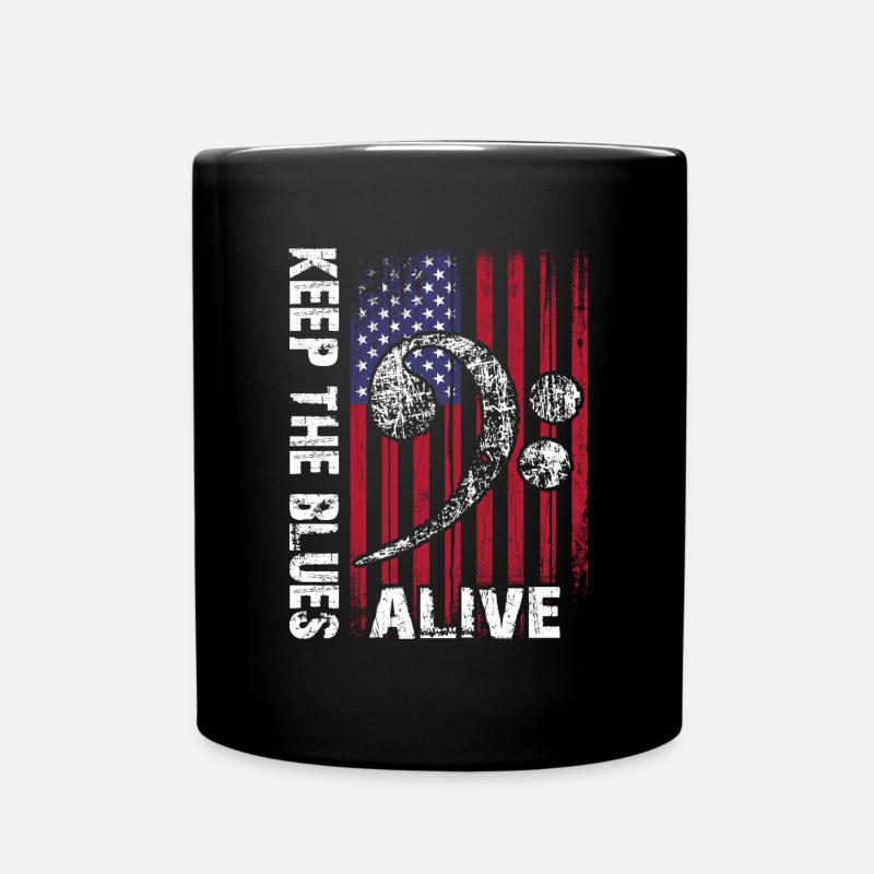 Der Blues lebt vintage Bluesdesign - Tasse einfarbig - Schwarz