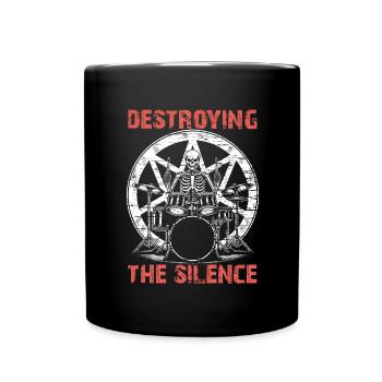 Squelette de crâne de batteur sur la batterie - Mug uni - noir - Devant