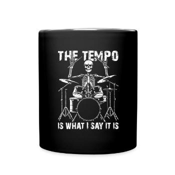 Squelette de crâne de batteur sur la batterie - Mug uni - noir - Devant