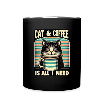 Le chat et le café sont tout ce dont j’ai besoin - Mug uni - noir - Devant