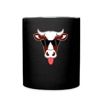 Cow with sunglasses - Full Colour Mug - black - Front