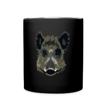 Wildschwein - Tasse einfarbig - Schwarz - Vorne
