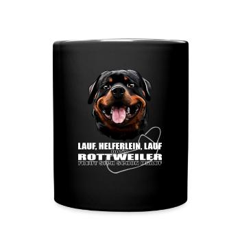 ROTTWEILER Lauf Helferlein Lauf WILSIGNS - Tasse einfarbig - Schwarz - Vorne