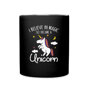 Unicorn Believe in Magic - Full Colour Mug - black - Front