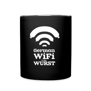 wurst wlan wifi internet informatik grillen lustig - Tasse einfarbig - Schwarz - Vorne