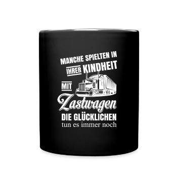 LKW Shirt · Trucker On the Road · Geschenk - Tasse einfarbig - Schwarz - Vorne