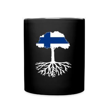 Vergiss niemals Deine Wurzeln aus Finnland - Tasse einfarbig - Schwarz - Vorne