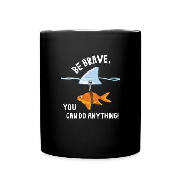 Goldfisch mutig Haiflosse motiviert - Tasse einfarbig - Schwarz - Vorne