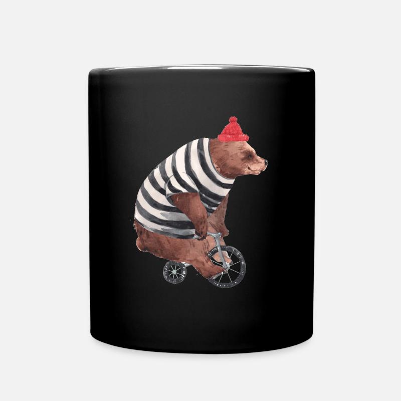 Bicycle I Cyclist I Cyclist I Bear on bike - Full Colour Mug - black